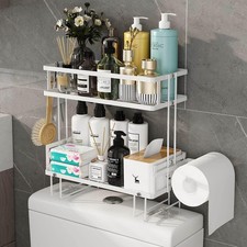 Bathroom Organizer - Over the Toilet Storage Cabinet, 2-Tier Floating Shelves,