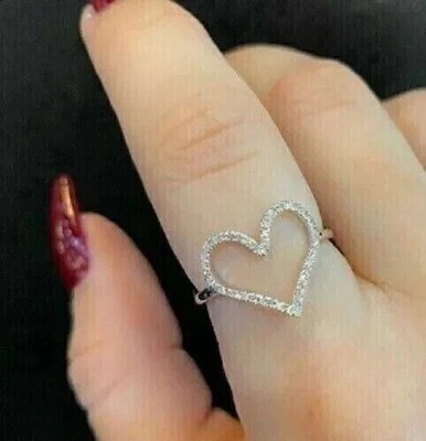 Lab Created Diamant Herz Verlobungsring 925 Sterling Silber 1,20 ct rund