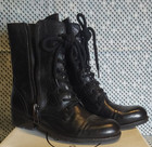 Franco Sarto Black Leather Ankle Boots Women 6.5 Zip Lace