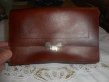 Vintage Luigi Parko braune Lederhandtasche, Messingverschluss, 9 x 6 cm.