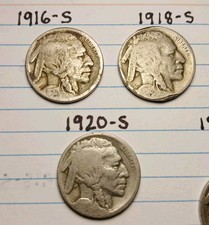 Key Date Buffalo Nickels. - Semi Key Dates - Book Fillers- Lot Of 6 Coins.