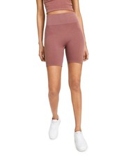 Hippie Rose Seamless Ribbed Bike Shorts Juniors S Sienna Clay Elastic Waist