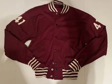 VTG John Handley HS Varsity Jacket MacGregor Brand Burgundy & White #41 Size M