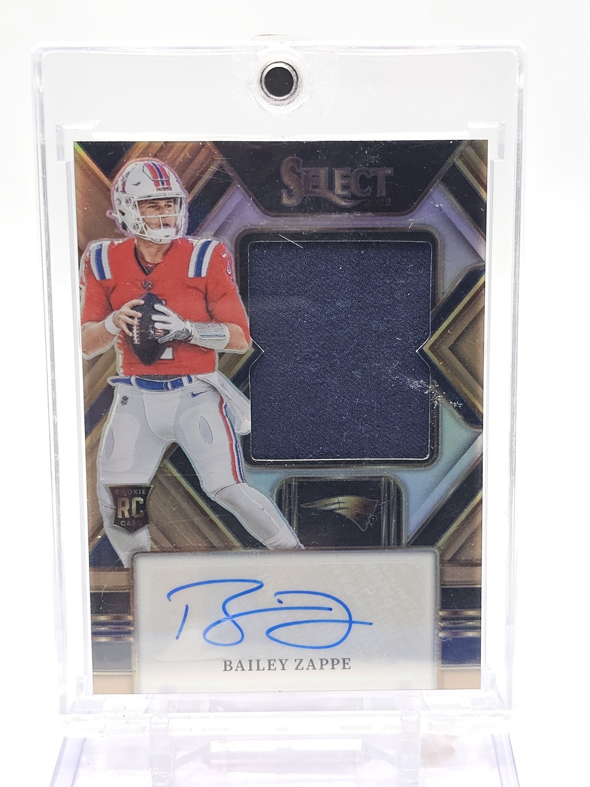 Bailey Zappe Panini Select Jumbo Rookie Signature Swatch #JRSBZ Copper