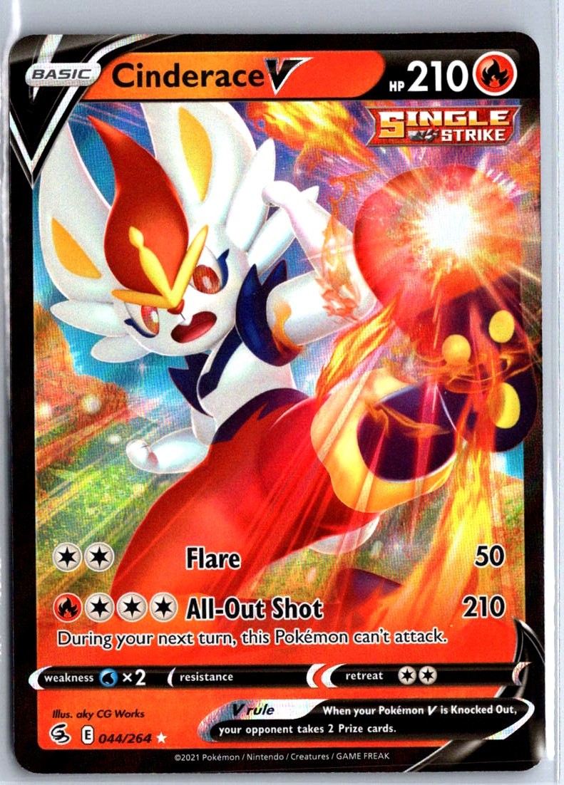 Cinderace V (44) Ultra Rare 044/264 Holo SWSH08: Fusion Strike NM aky CG Works