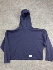 Under Armour Hoodie Womens Large Blue Cropped Fleece Pullover Kangaroo Pocket