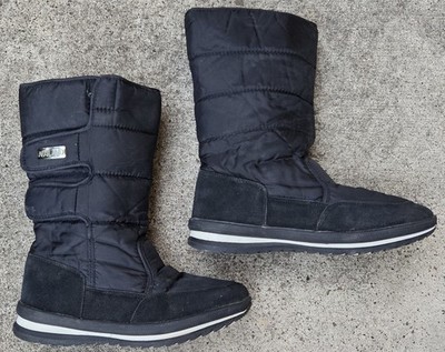 AUSLAND Womens Tall Black Nylon  Insulated Strapped Snow Boots Size 9.5