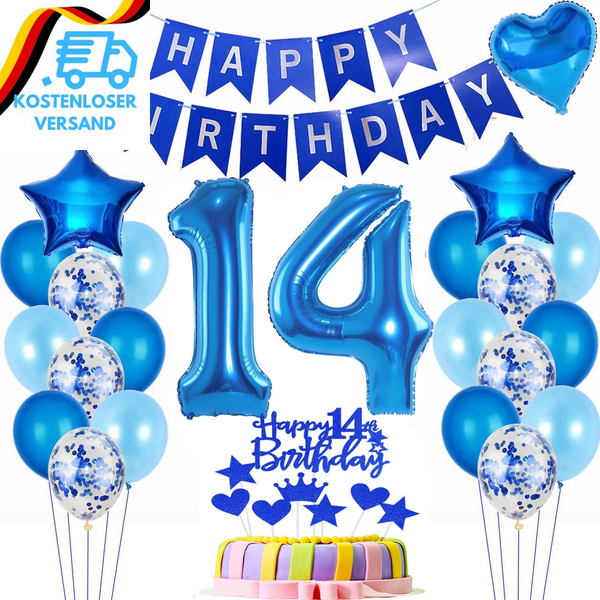Deko 14. Geburtstag Junge Deko Blau Ballon 14. Geburtstag Deko Junge Tortendeko-image