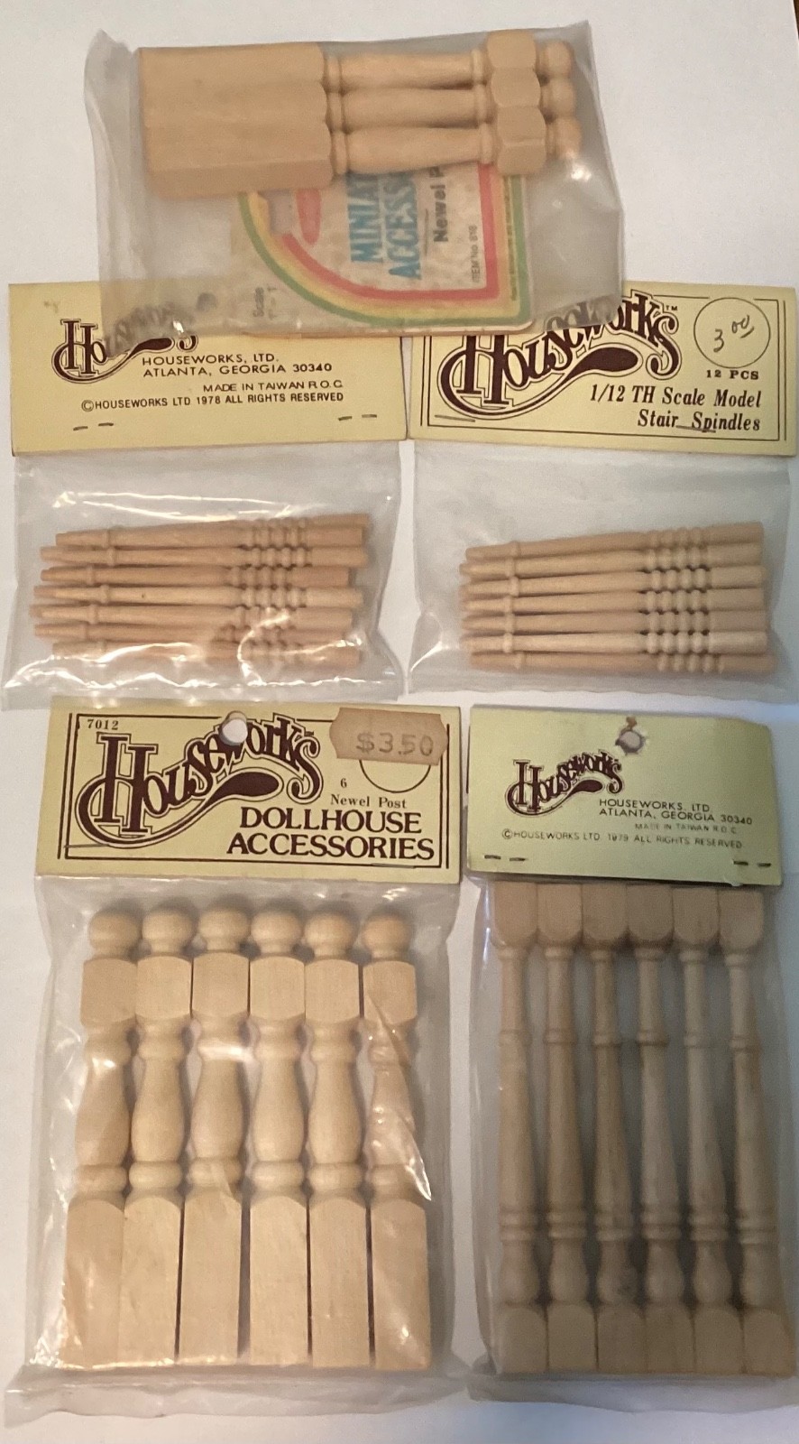 Dollhouse Houseworks Wood Building Components Accessories 5 Packs Vintage