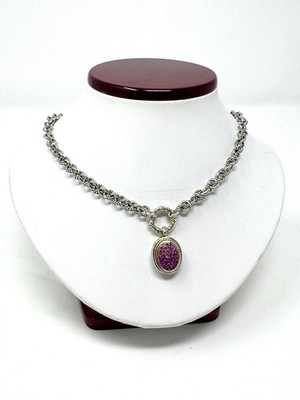 Effy 18k 925 Sterlingsilber rosa Stein Anhänger mit Halskette 18''