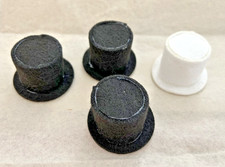 4 Miniature felt top hats for snowman or dolls doll clothing