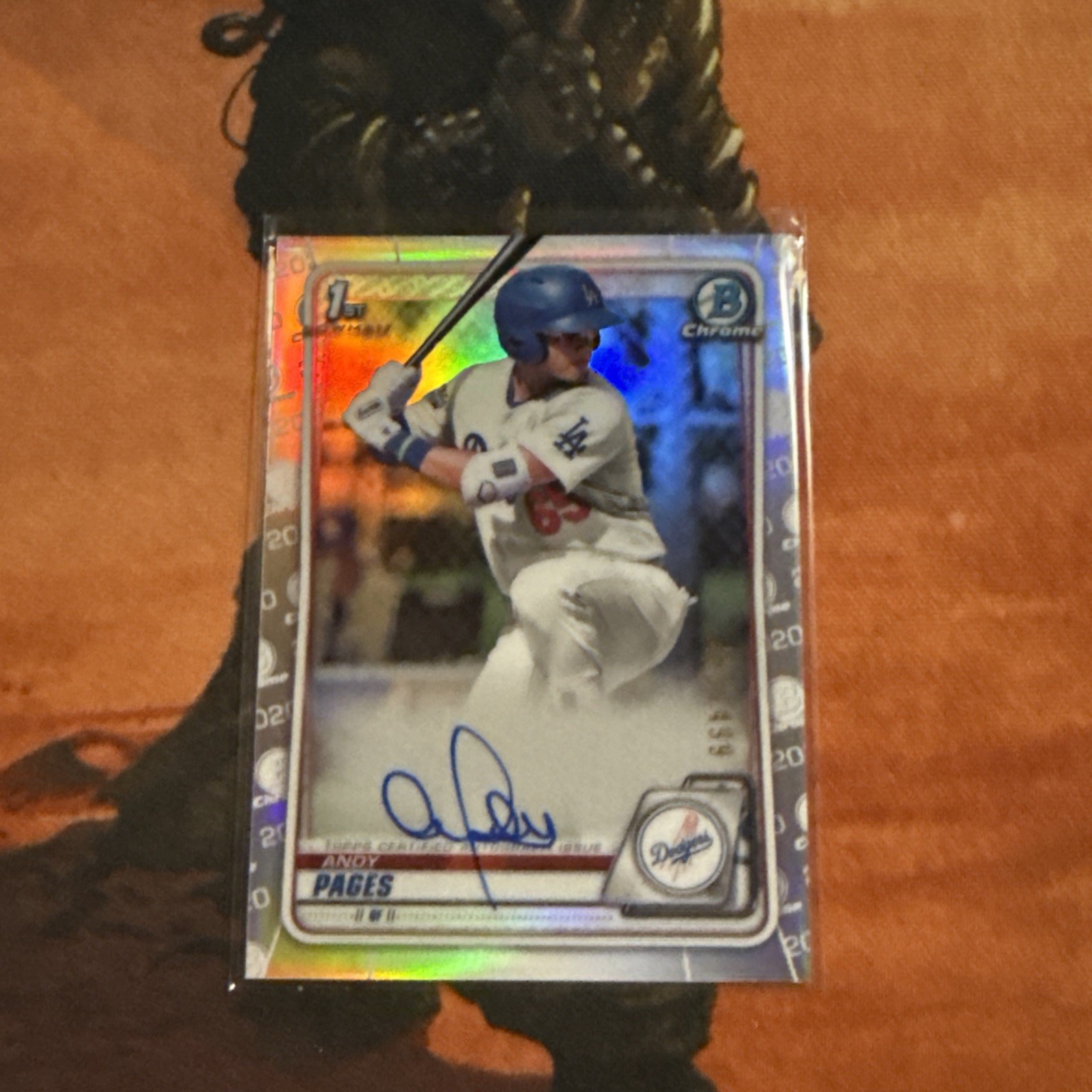 2020 Andy Pages 1st Bowman Chrome Refractor Auto /499 Dodgers 
