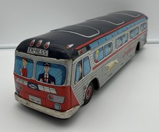 Vtg Cragstan Beep Beep Greyhound Battery Operated Bus / 1950s Japan Tin Litho