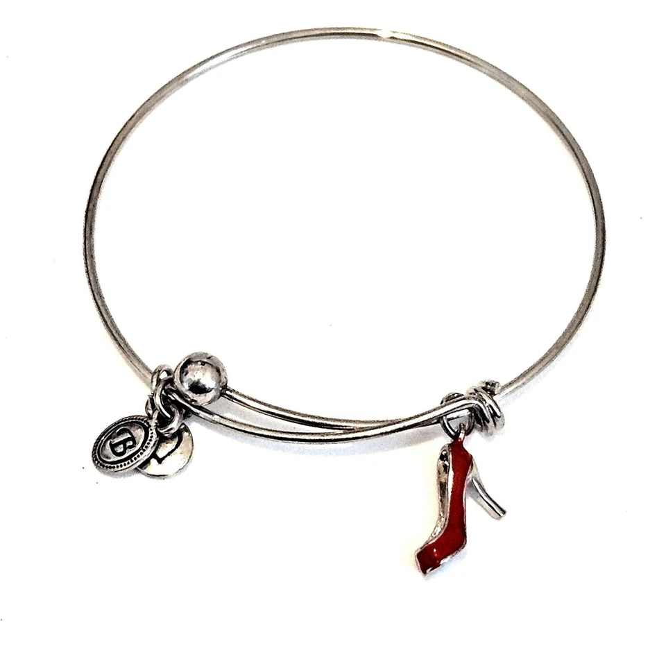 BRIGHTON 2 Pc Red High Heel Shoes & Lipstick Silver Tone Bangle Bracelet Set - Image 2 of 3
