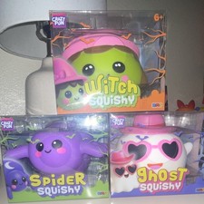 Crazy Fun Witch,Ghost and Spider Squishy Squeeze Toys 3-Pack