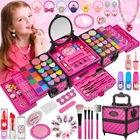99 Pcs Kids Makeup Kit for Girls, Princess Toys Real Washable Cosmetics Set with