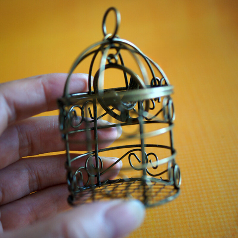 1/6 Scale Dollhouse Miniatures Accessories Bronze Vintage Birdcage
