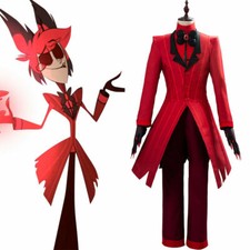 ALASTOR Hazbin Hotel Cosplay Red Suit Costume Halloween Outfit Boots Unisex