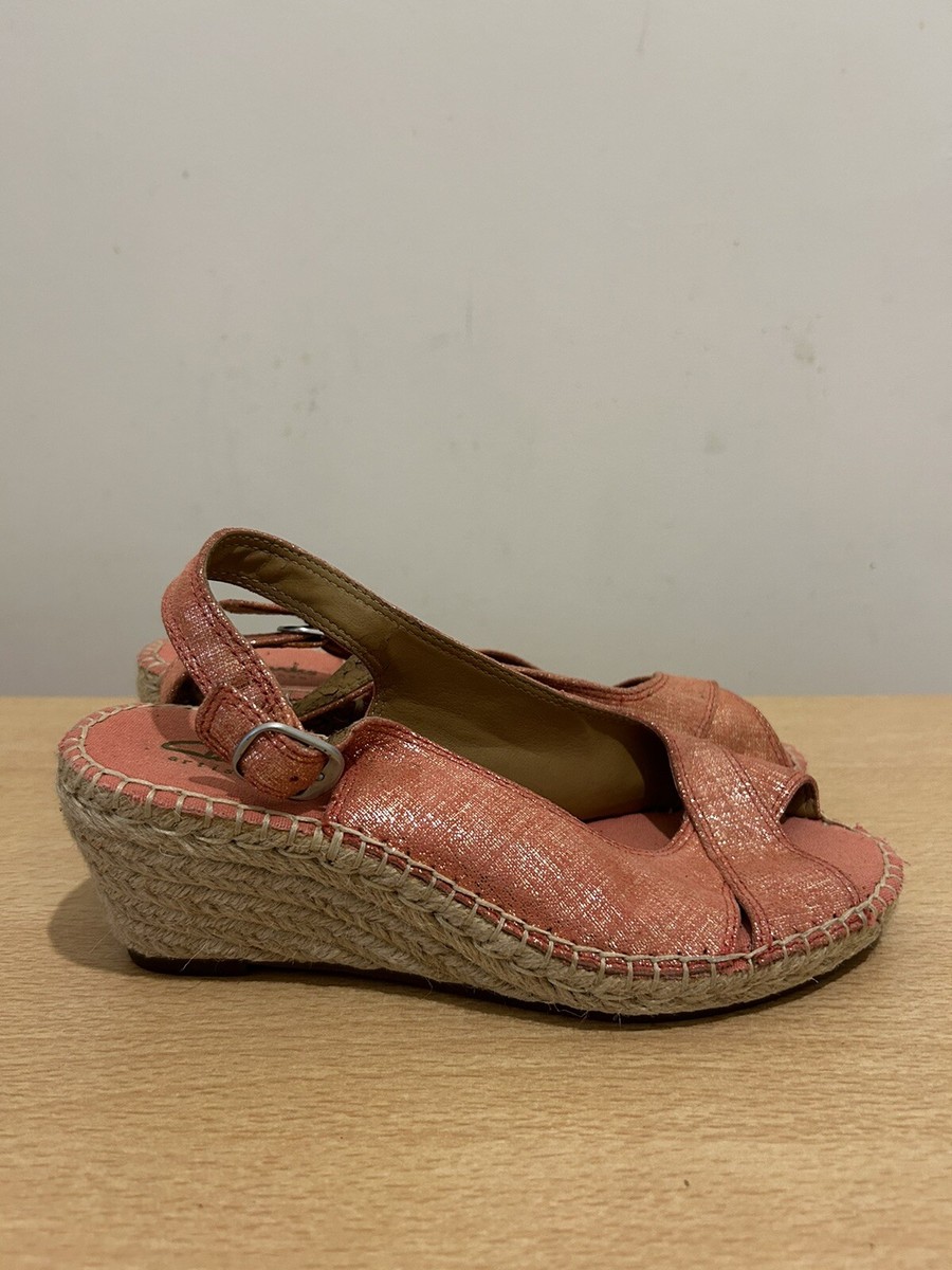 Ladies clarks artisan pink ankle strap wedge sandals shoes size UK