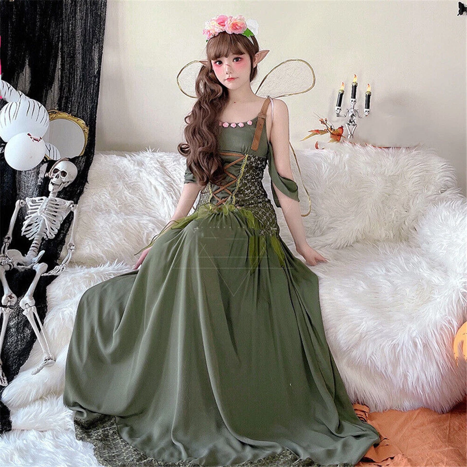 Medieval Women's Fantasy Fairy Dress Renaissance Elf Cosplay Halloween Costume - Image 3 of 4