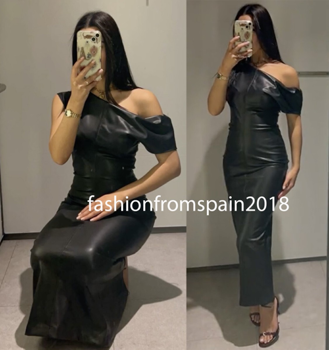 ZARA NEW WOMAN MIDI ASYMMETRIC ZW COLL. DRAPED FAUX LEATHER ZARA NEW WOMAN MIDI ASYMMETRIC ZW COLL. DRAPED FAUX LEATHER