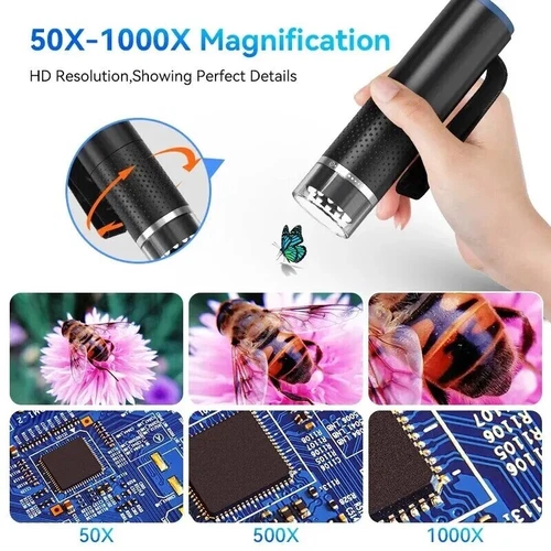 Portable Digital Microscope Zoom Camera Magnifier 50X-1000X 2MP USB Electronic - Picture 2 of 10