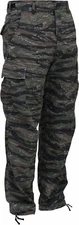 TIGER STRIPE CAMOUFLAGE BDU PANTS MILITARY CARGO 6 POCKET FATIGUE TROUSERS