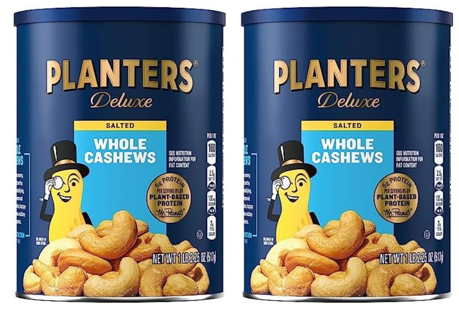 PLANTERS Deluxe Salted Whole Cashews – 18.25oz, Vegan, Plant-Based Protein Snack