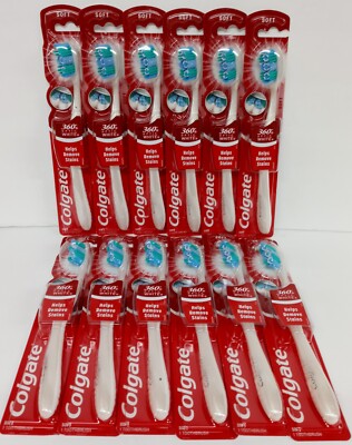 Lot of 12 Colgate 360 Optic White SOFT Toothbrushes