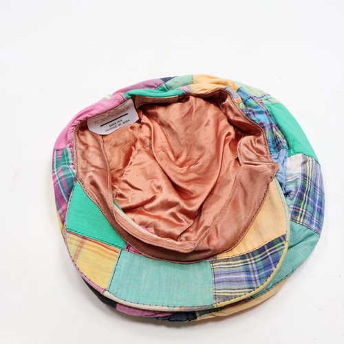 Vtg Newsboy Cabbie Cap Hat Size L Plaid Patchwork Madras Kapalua Hawaii Gatsby - Picture 6 of 9