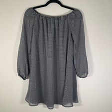 Urban Outfitters Ecote Dress M Black Gingham Plaid Off The Shoulder Sheer Sleeve