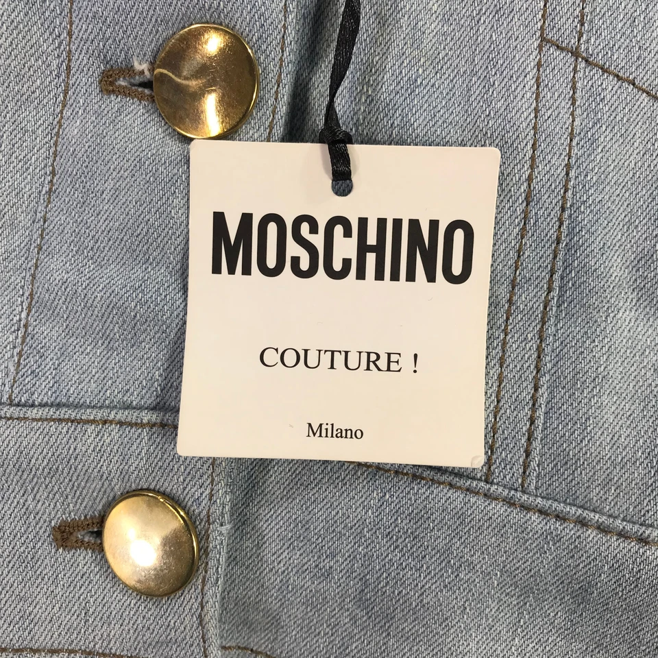 Moschino Couture Chaqueta Mujer 40 Denim Recortado Corto Jean Chaqueta Informal Damas Foto 3 de 4