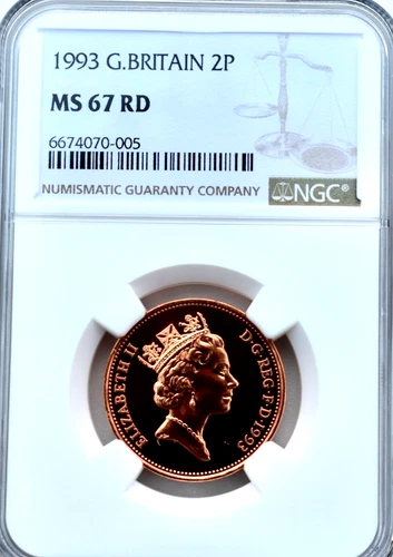 1993 2p Two Pence NGC MS67 RD Great Britain. None Finer