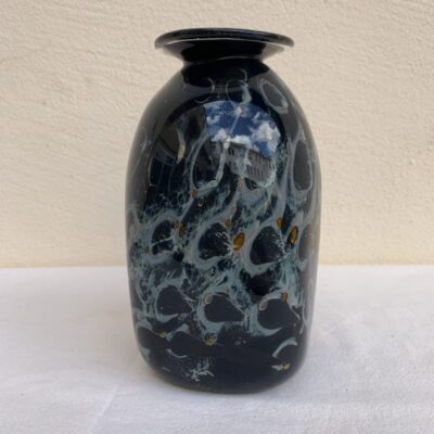 Vase Glashütte Eisch Handmade Marked Signed Glass Vase Peacock Eyes Studio Glass