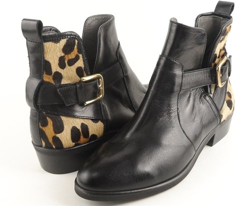 KANNA Schwarz Leder Leopard Designer Komfort Stiefeletten 5 EUR 35