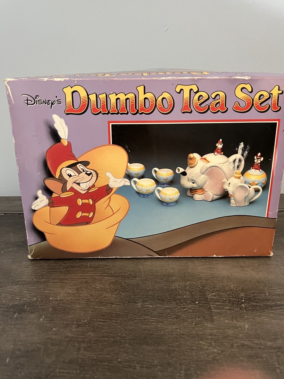 Vintage Disney Dumbo Tea Set Collectible China Teapot Sugar Bowl Cups