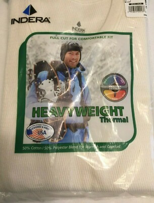 NWT Men's Indera Heavyweight Thermal Waffle Base Layer CREW Neck Natural  SHIRT