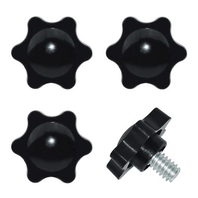 4 Pieces Star Hand Knob 1/4''-20 x 0.31  Threaded Post Black Plastic Hex Shape...