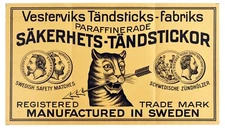 Original Vintage Crate Label Vesterviks Paraffined Matches Sweden