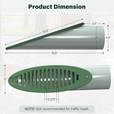 Downspout Drain Pipe Extension PVC Yard Drain Emitter With Angled Grate - For Sump Pump Discharge, S, & Landscaping Downspout Extension