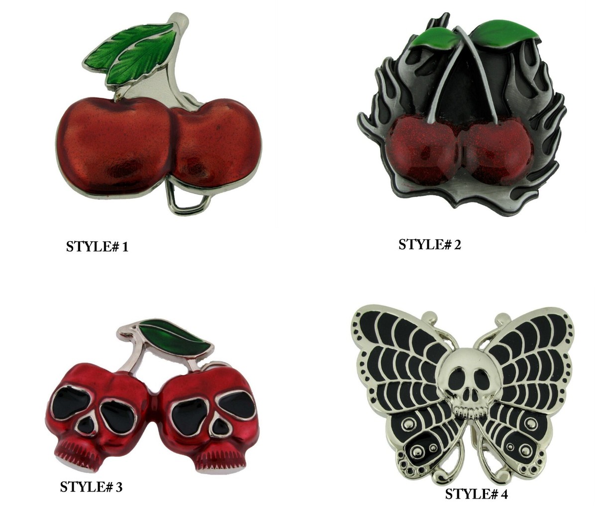 Cherries belt buckles Skull Butterfly Retro Gothic Mens Tattoo Womens  Costumes
