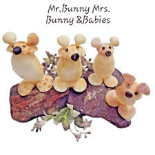 Seashell Art Figurines - The Bunny Family G 