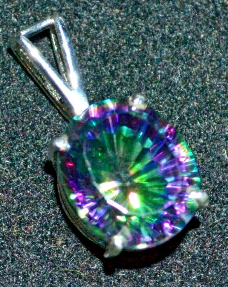 Stunning Purple Green Mystic Fire Quartz Pendant Gems Sterling SILVER Jewellery - Image 4 of 4