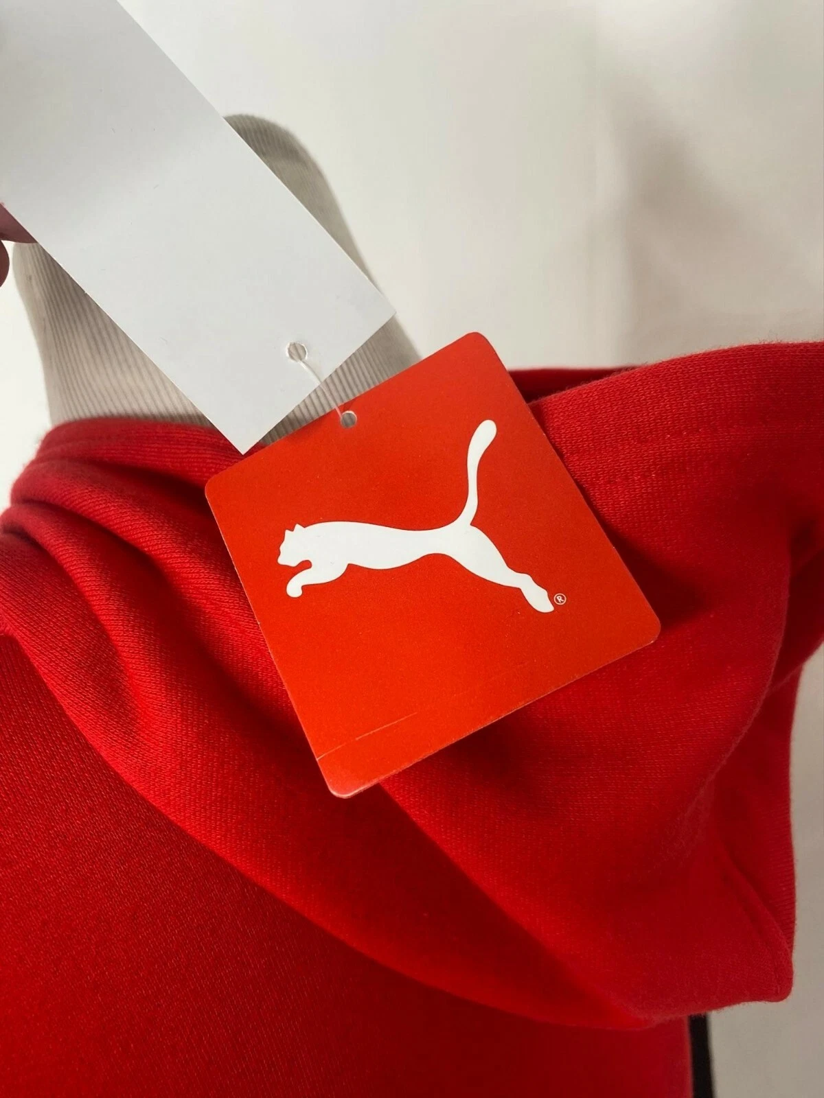 VETEMENTS Felpa con cappuccio media ragazzo Puma fascia logo rossa e nera atletica manica lunga