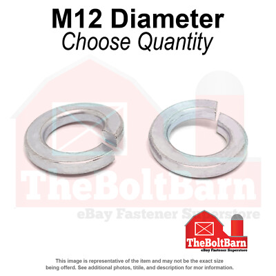M12 Class 10 Split Lock Washers Zinc Clear (Pick Quantity)