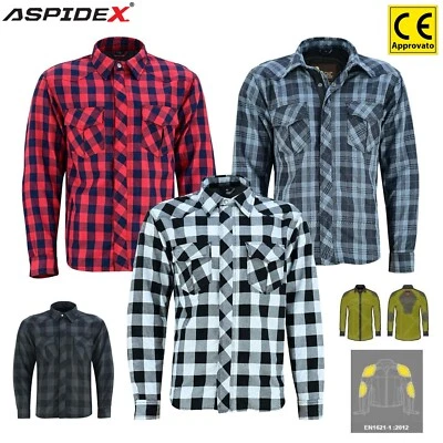 ASPIDEX Giacca da Uomo in Aramide Camicia Protettive da Moto Giacche Flanella CE kevlar