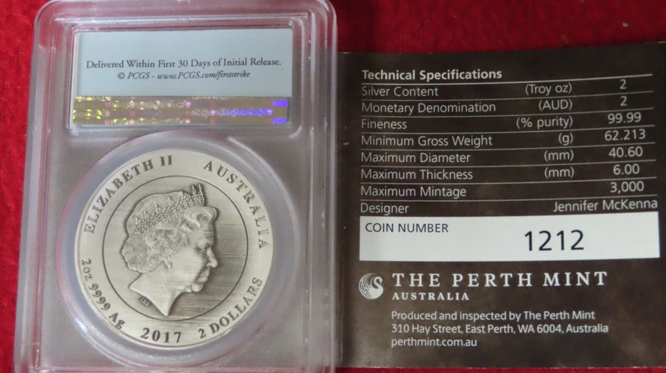 2017 Australia Koala 2 Ounces .999 Silver HIGH RELIEF PCGS ANTIQUE FINISH MS69 - Image 4 of 4