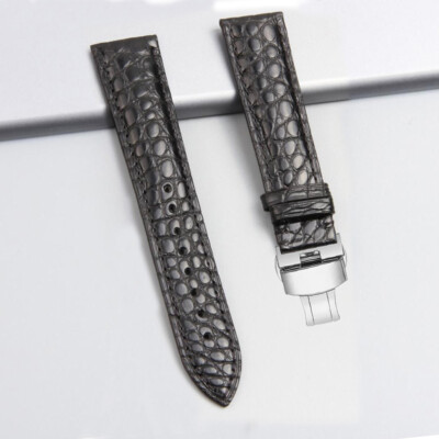 MUEN Bracelet de montre en cuir d'alligator avec fermoir