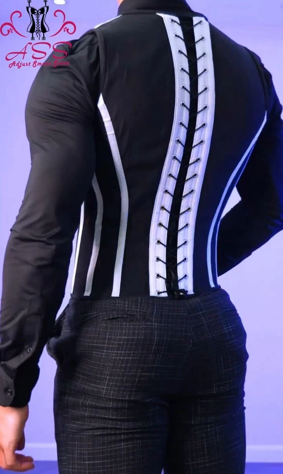 Men Corset Vest Steel Boned Waist Trainer Formal Cadual Corset Vest USA Sale - Image 3 of 4