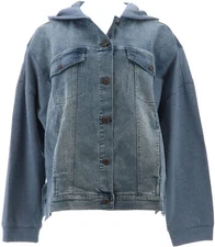 DG2 Diane Gilman Stretch French Terry Jacket Chambray XL NWOT (331)